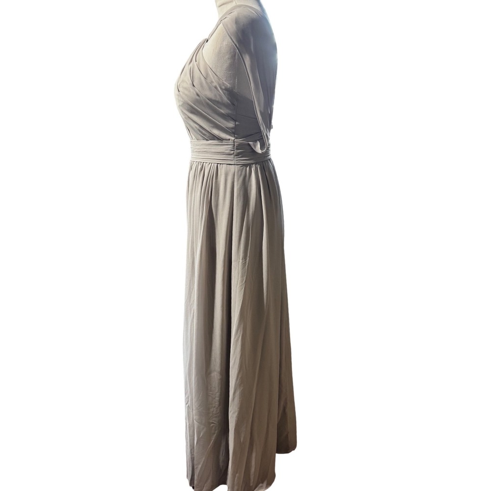 Bill Levkoff Gown Women‎ 8 Taupe Halter Pleated Chiffon Formal Dress - Picture 5 of 13